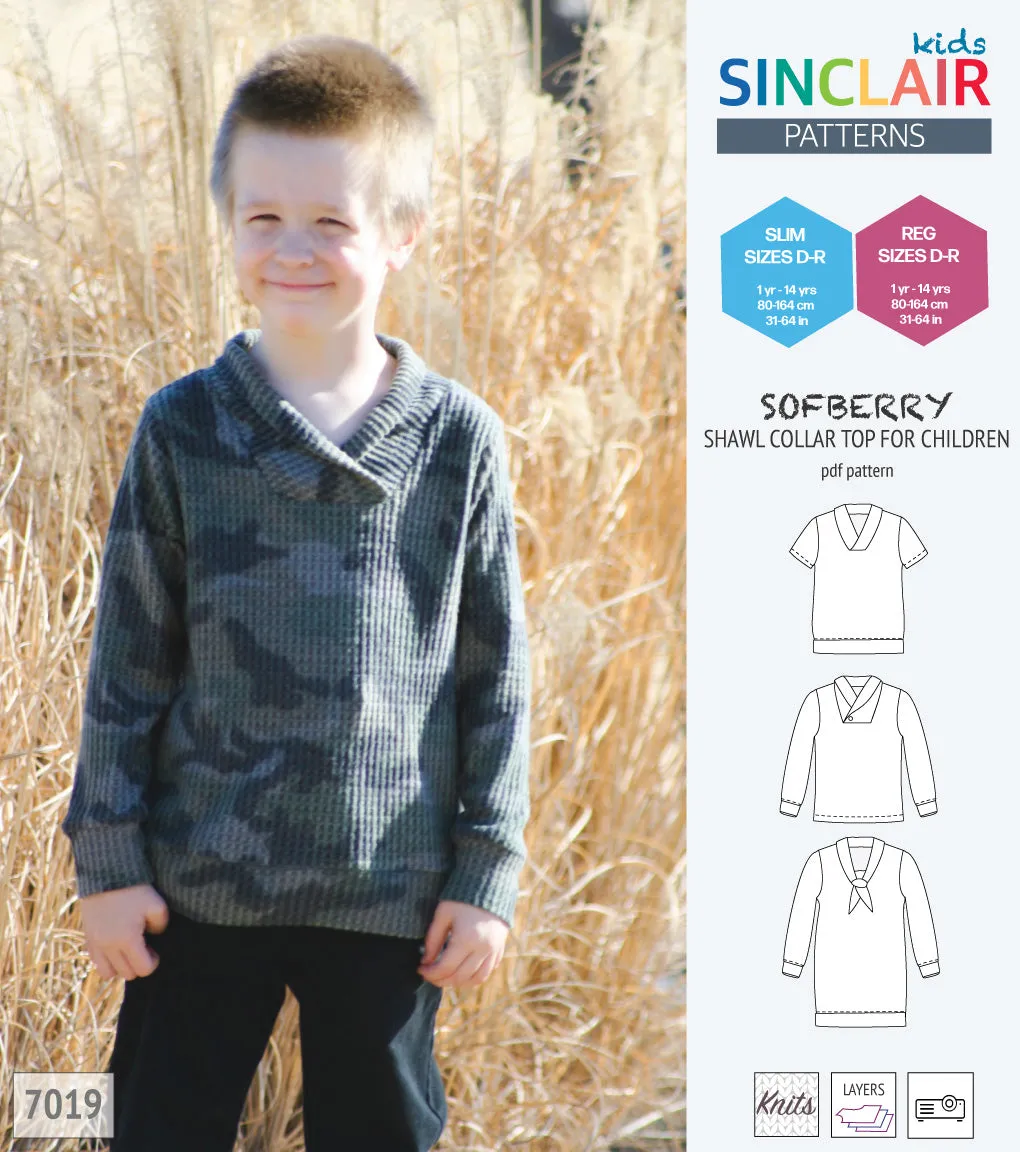 Sofberry shawl collar top for children (PDF)
