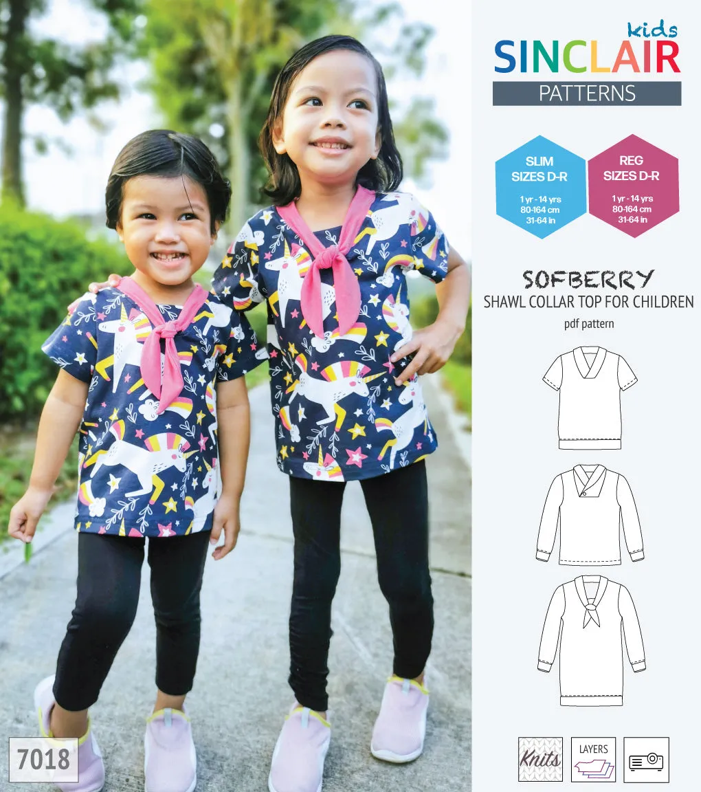Sofberry shawl collar top for children (PDF)