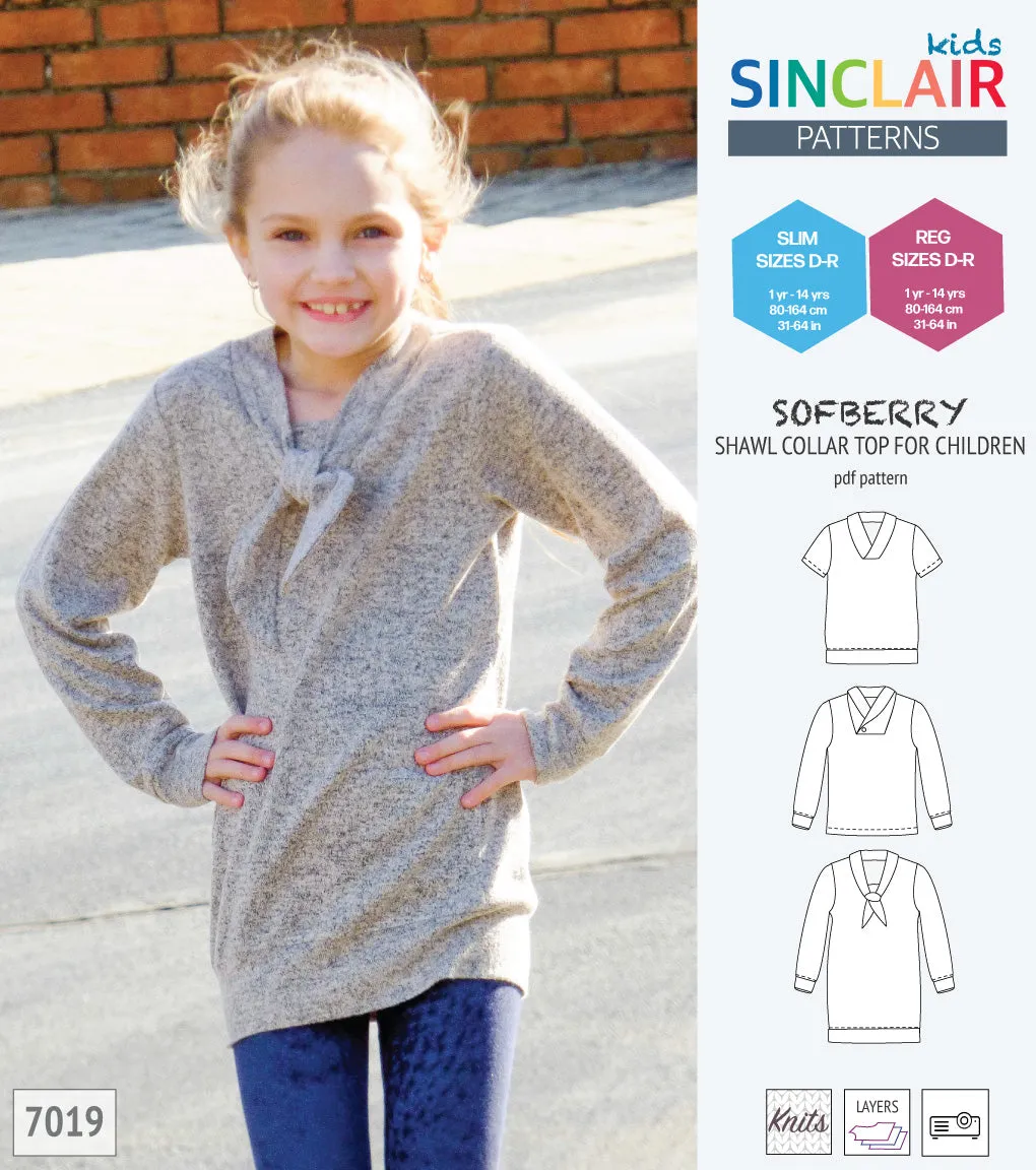 Sofberry shawl collar top for children (PDF)