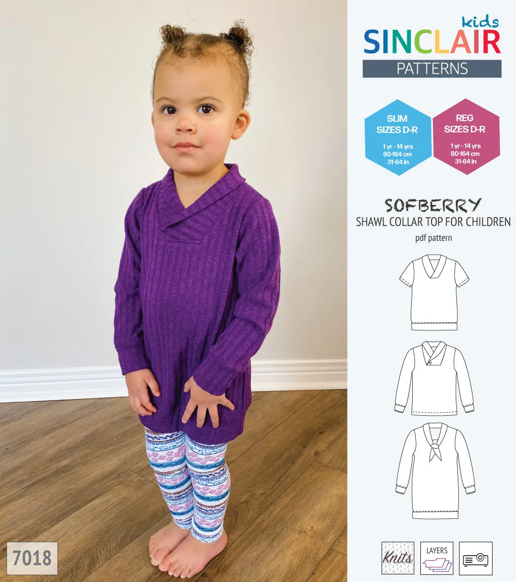 Sofberry shawl collar top for children (PDF)