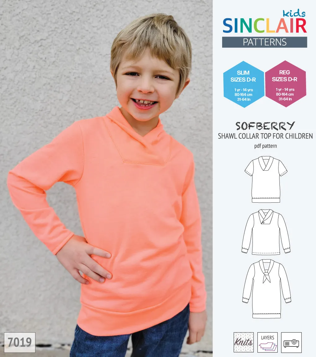 Sofberry shawl collar top for children (PDF)
