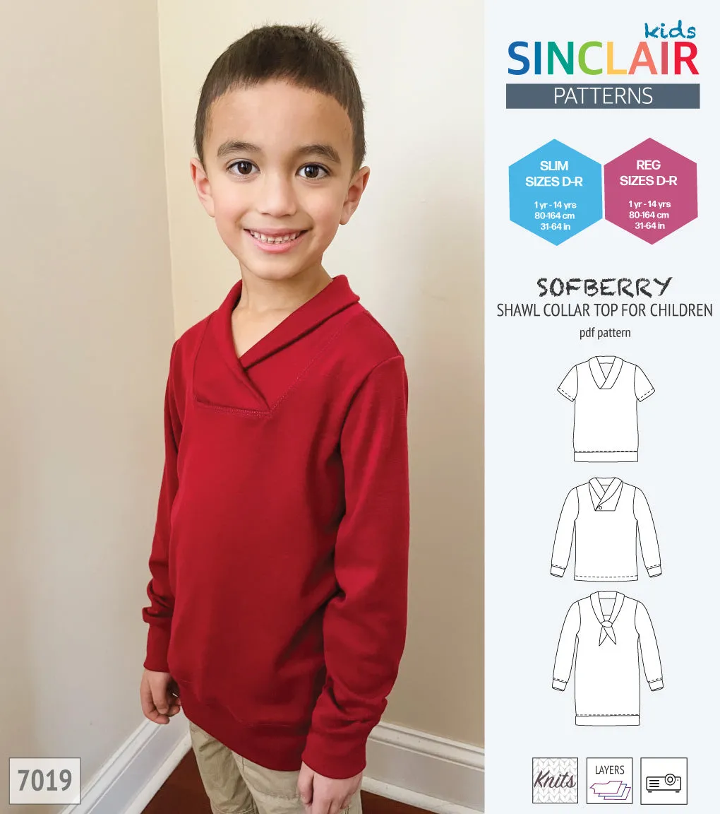 Sofberry shawl collar top for children (PDF)