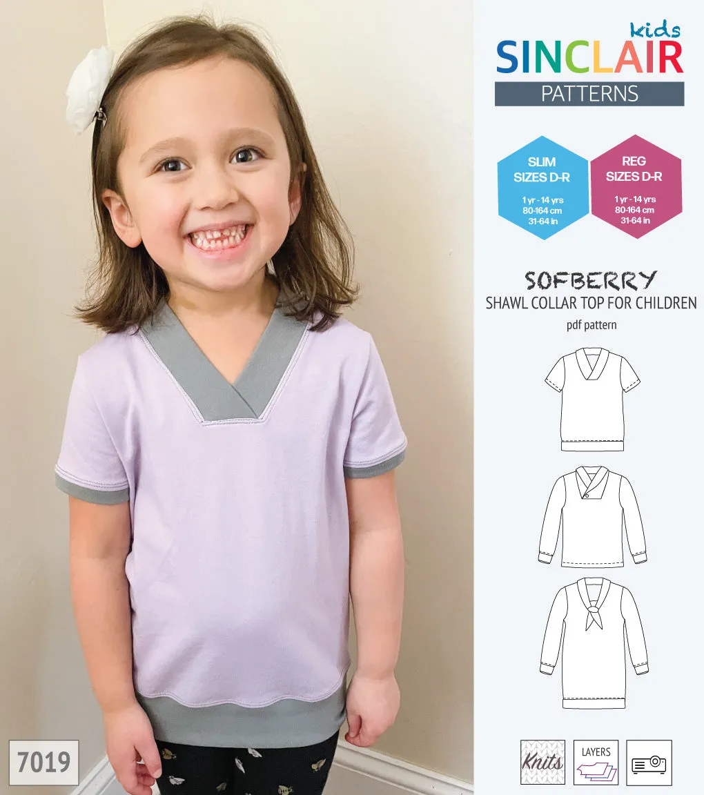 Sofberry shawl collar top for children (PDF)