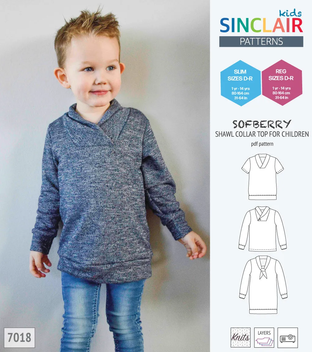 Sofberry shawl collar top for children (PDF)
