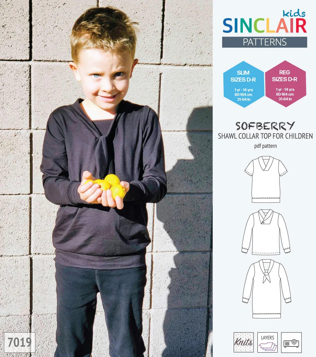 Sofberry shawl collar top for children (PDF)
