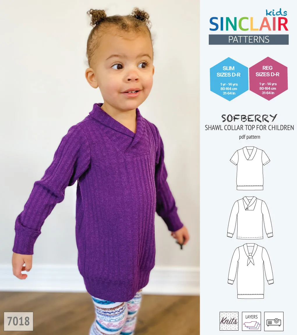 Sofberry shawl collar top for children (PDF)