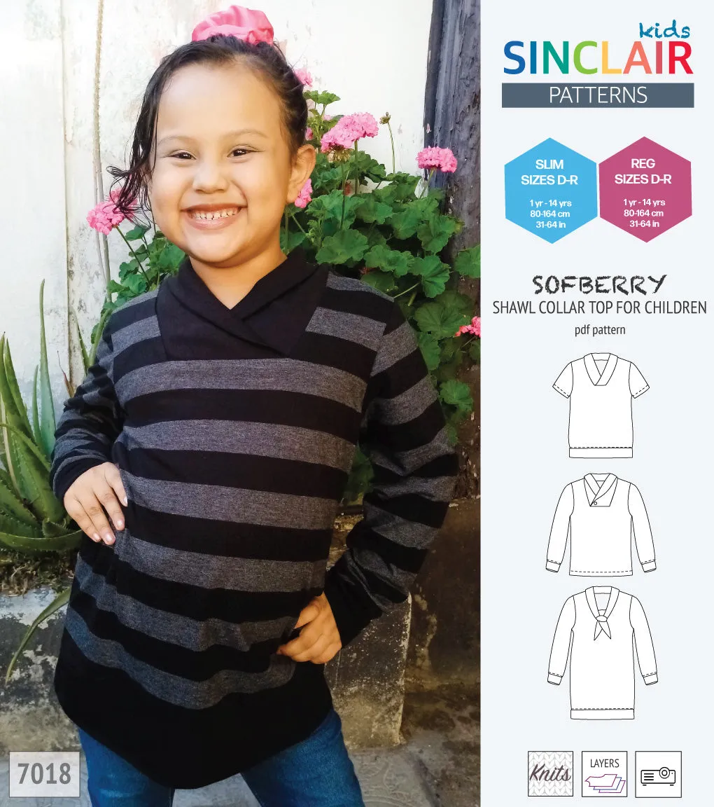 Sofberry shawl collar top for children (PDF)
