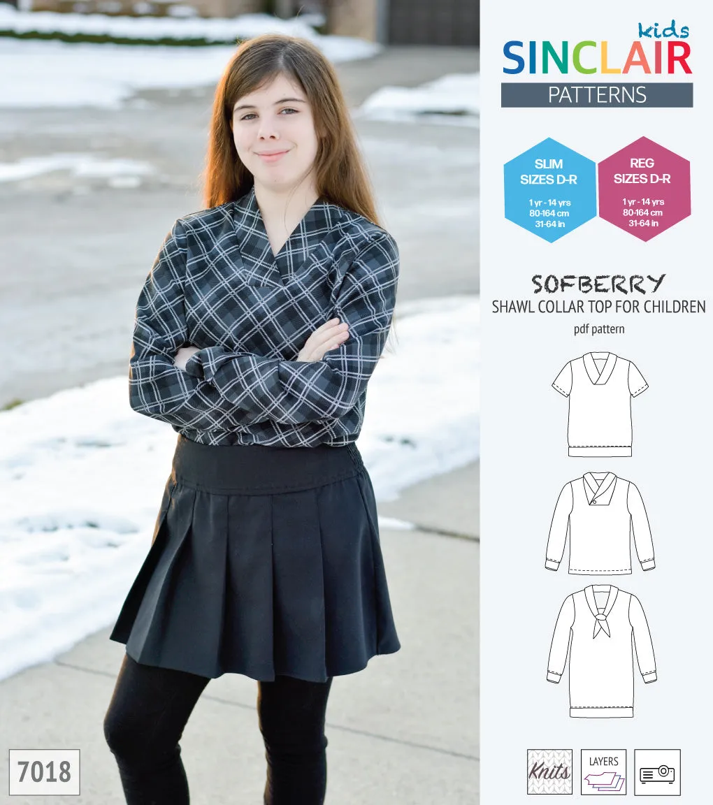 Sofberry shawl collar top for children (PDF)