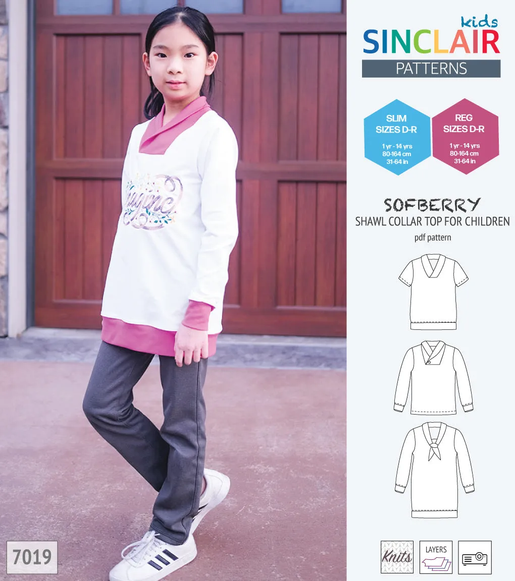 Sofberry shawl collar top for children (PDF)