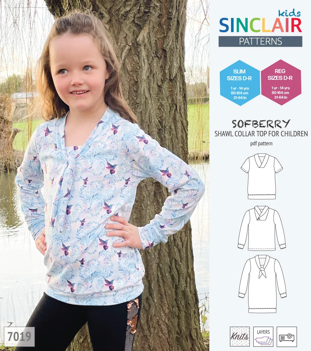 Sofberry shawl collar top for children (PDF)