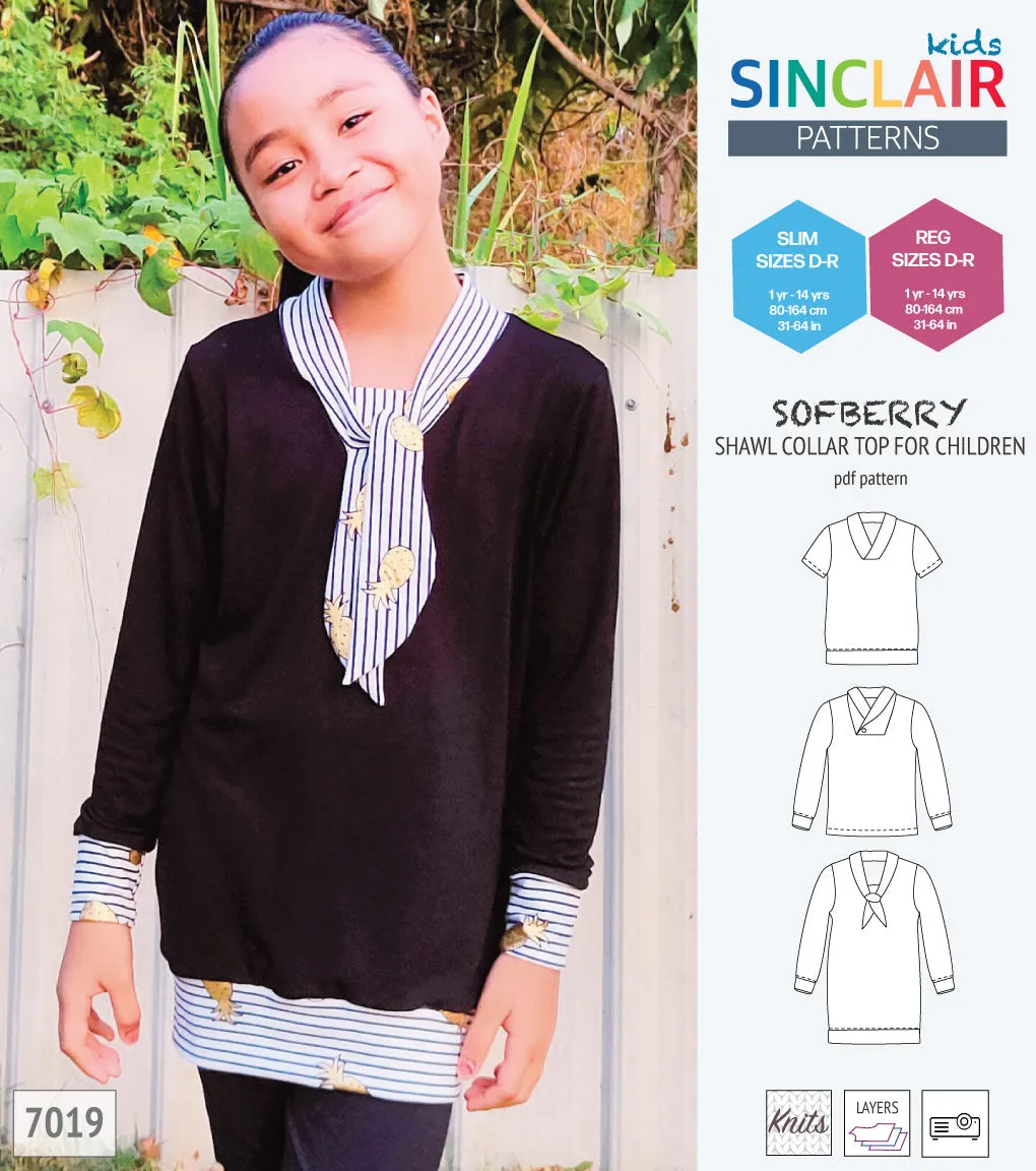 Sofberry shawl collar top for children (PDF)