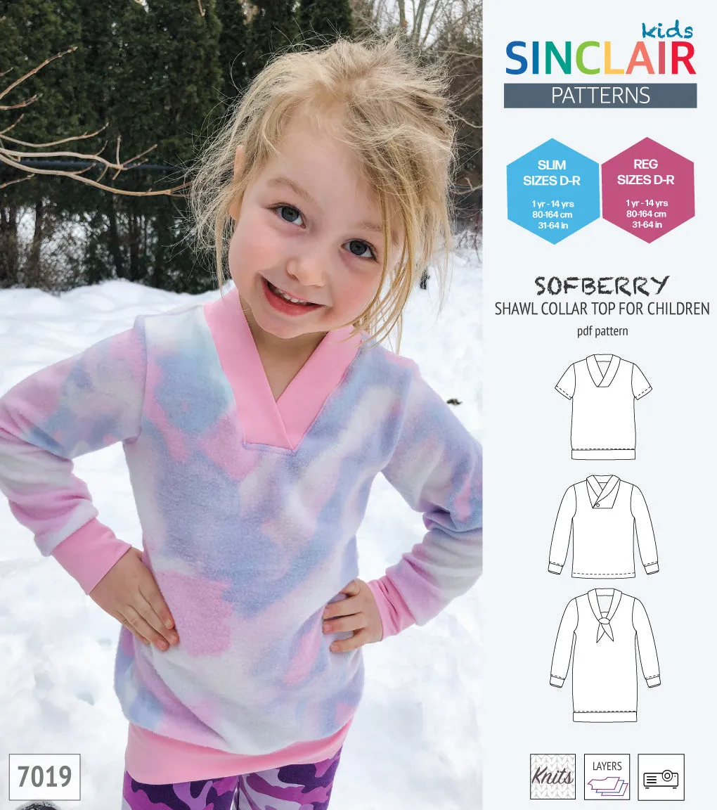 Sofberry shawl collar top for children (PDF)