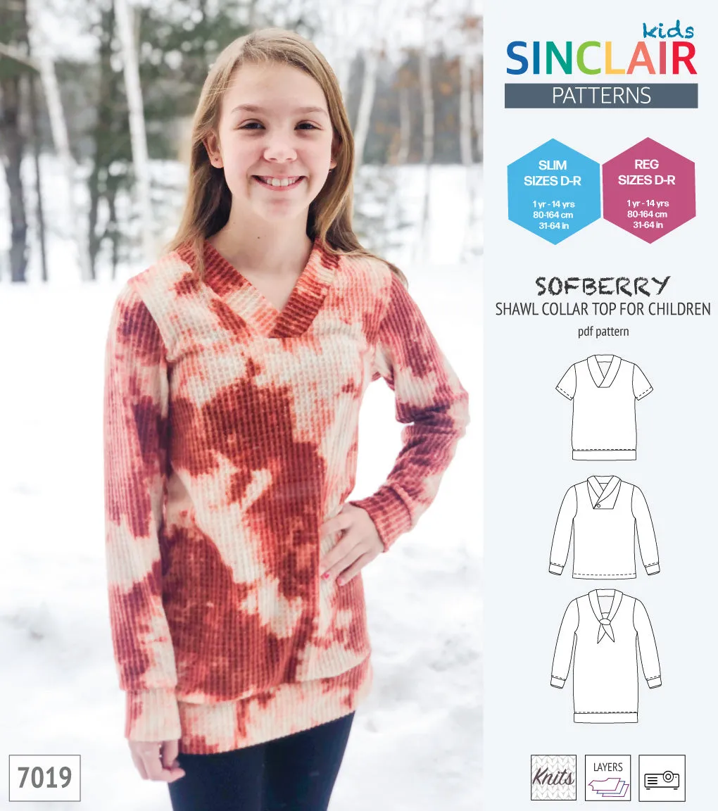 Sofberry shawl collar top for children (PDF)