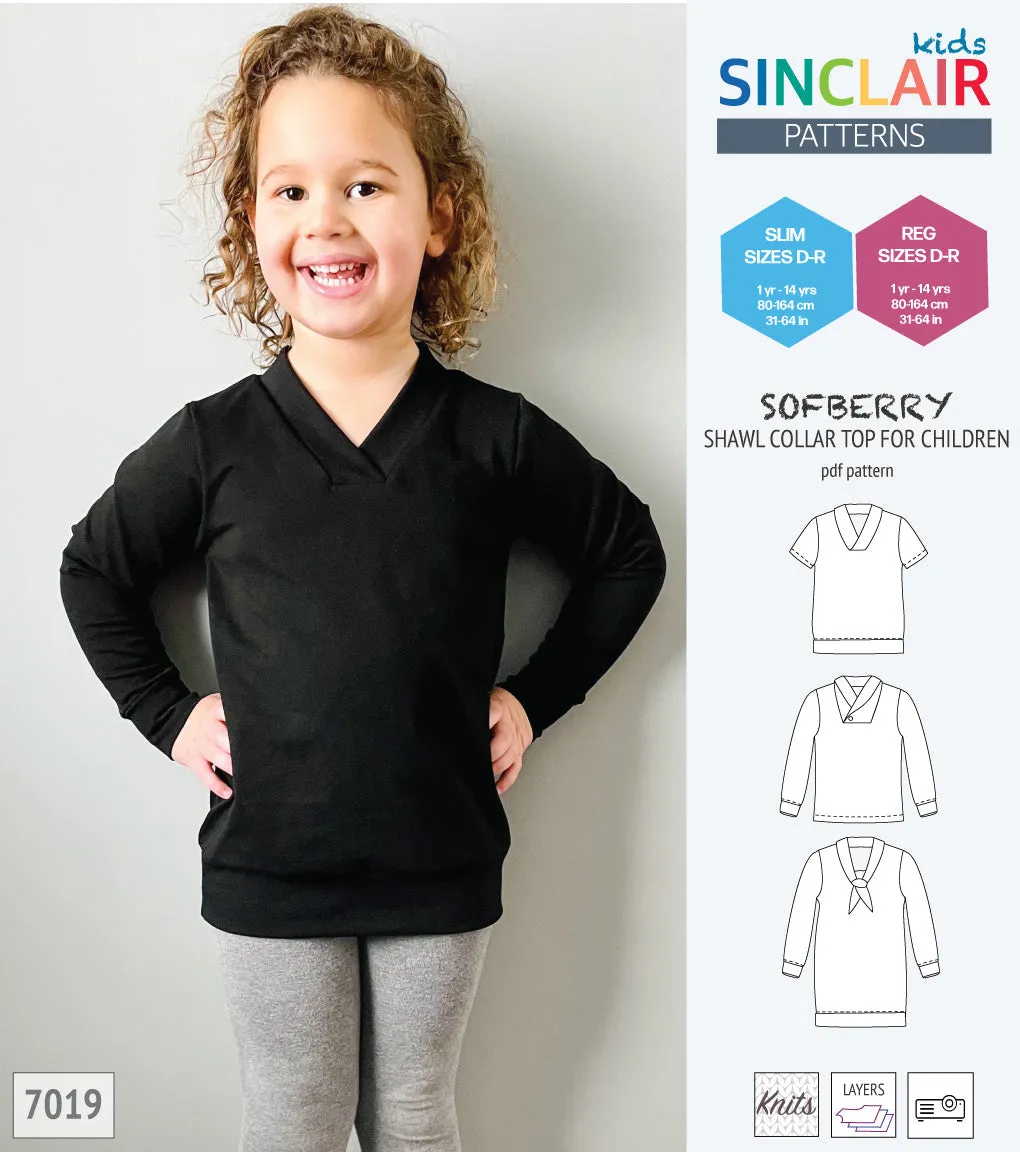 Sofberry shawl collar top for children (PDF)