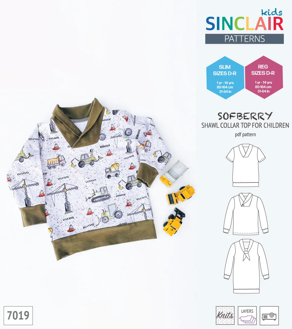 Sofberry shawl collar top for children (PDF)