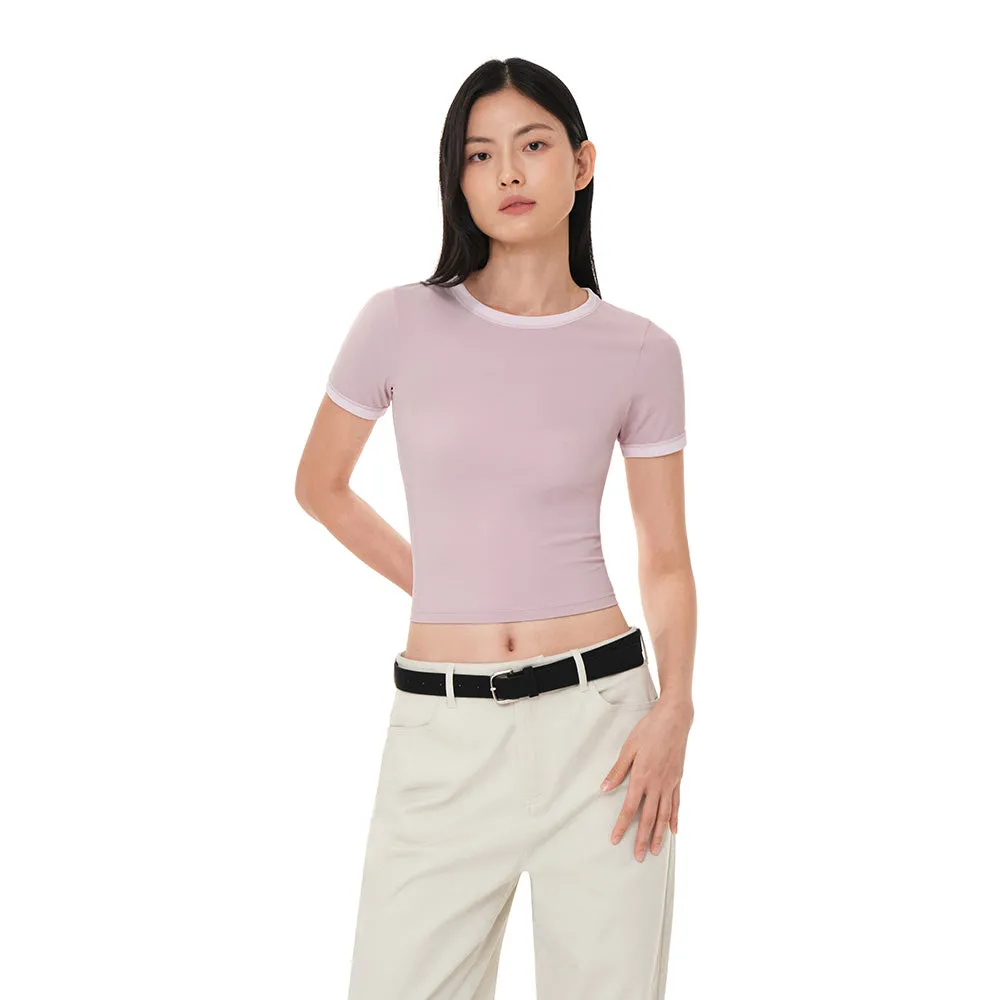 Softension Contrast Cropped Short Sleeve
