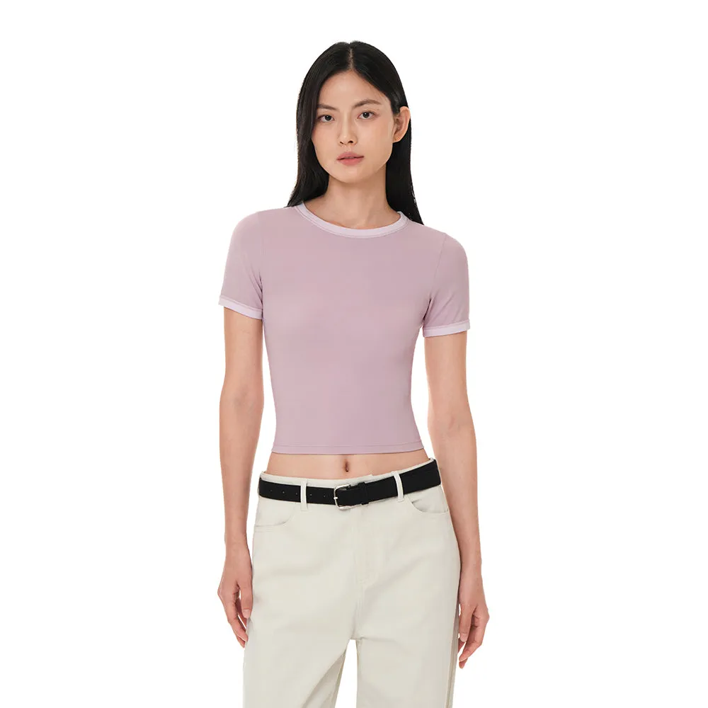 Softension Contrast Cropped Short Sleeve