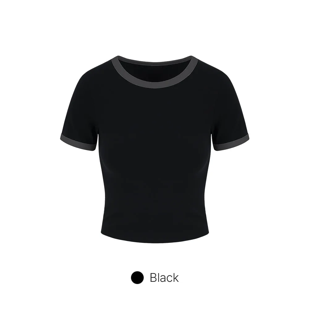 Softension Contrast Cropped Short Sleeve