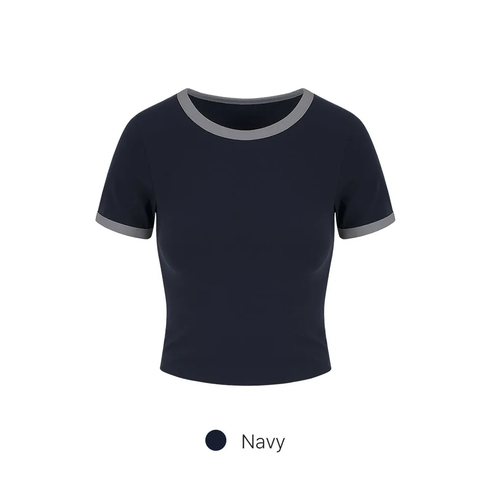 Softension Contrast Cropped Short Sleeve