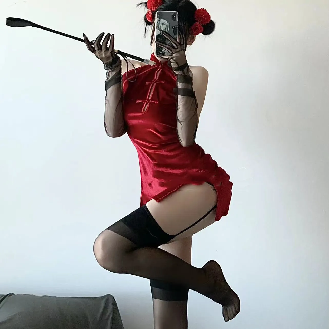 solid color cheongsam uniform  KF82674