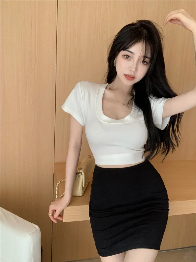 solid color tight skirt  KF83326