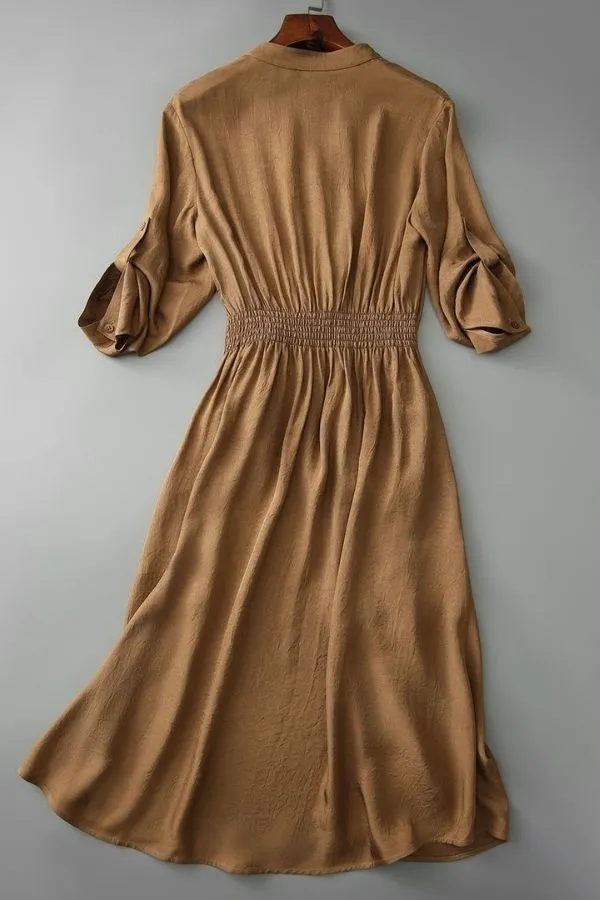 solid Color Waisted French Dress