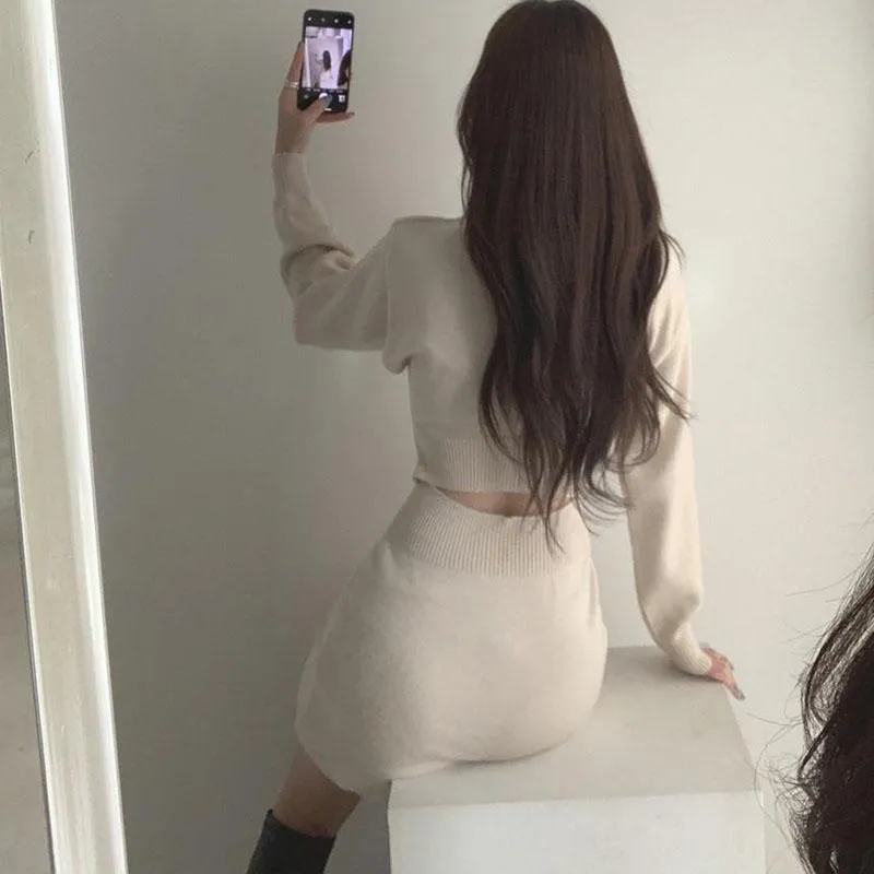 Spring and Autumn Backpack Hip Skirt Slimming Knit Bottoming Shirt Sexy Slim Female Dress