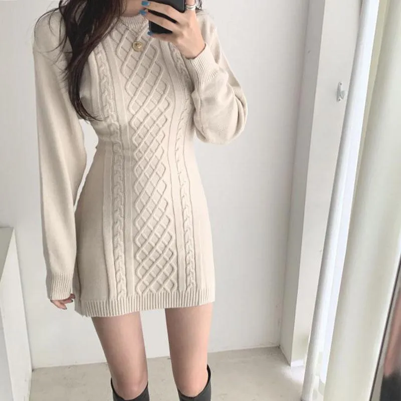 Spring and Autumn Backpack Hip Skirt Slimming Knit Bottoming Shirt Sexy Slim Female Dress
