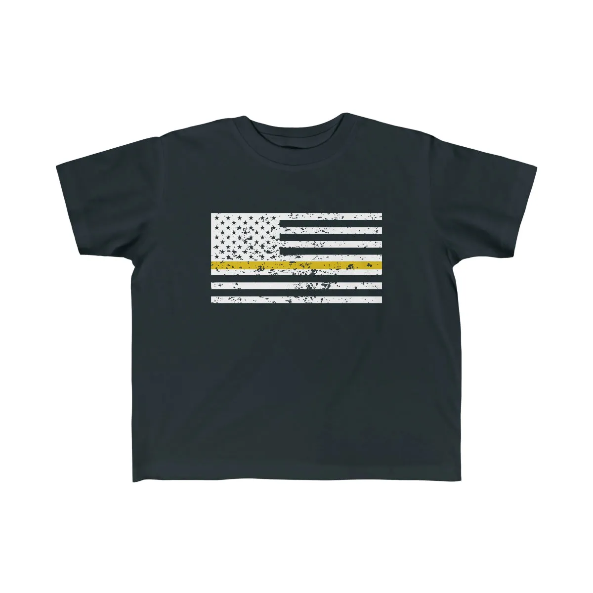Standard Distressed Flag © Toddler Tee (Thin Gold Line)