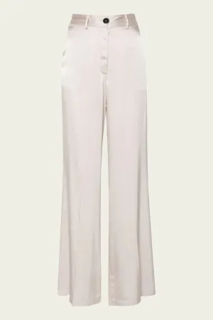 Stretch Satin Silk Sartorial Pants in Perla