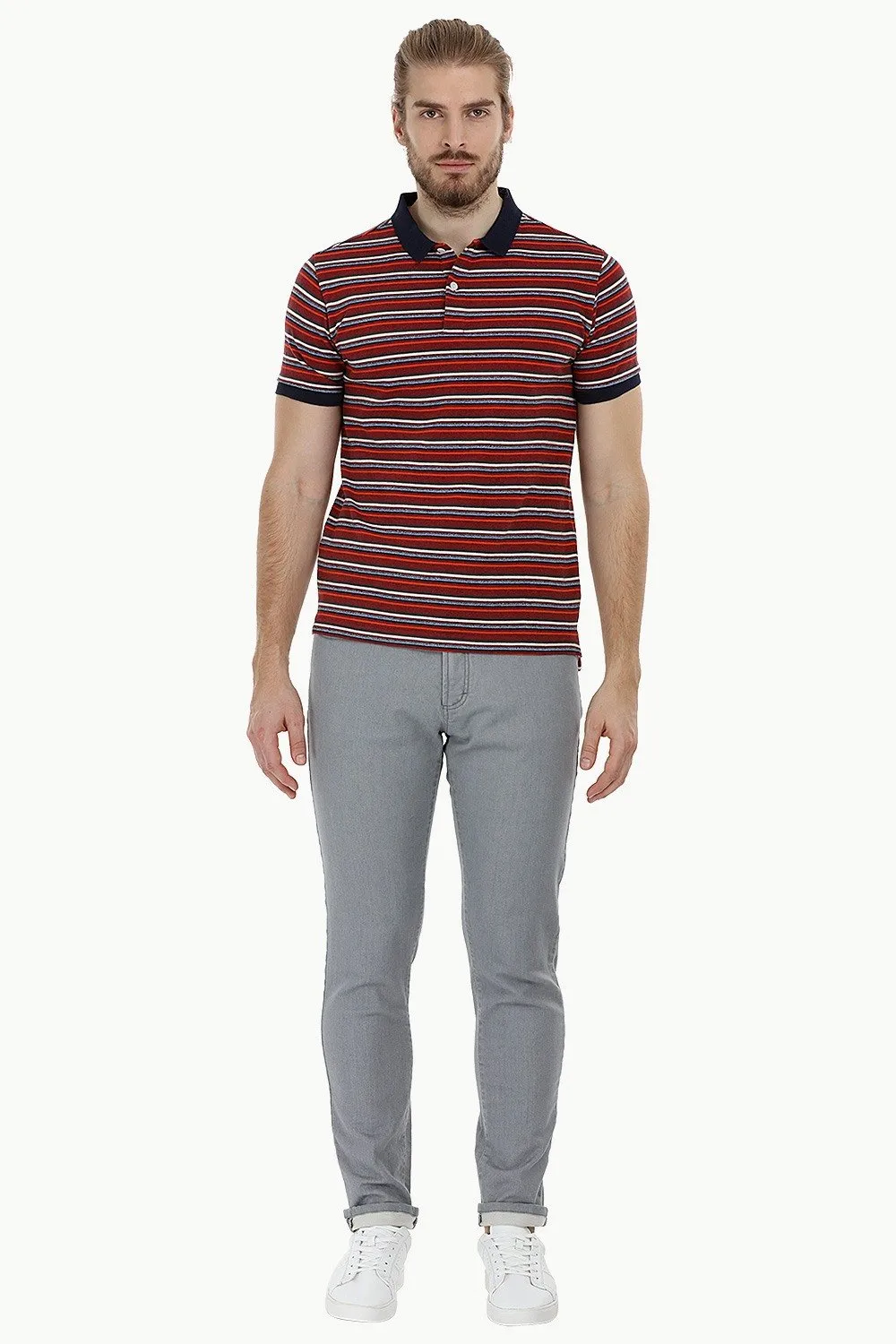 Striped Pique Polo T-Shirt