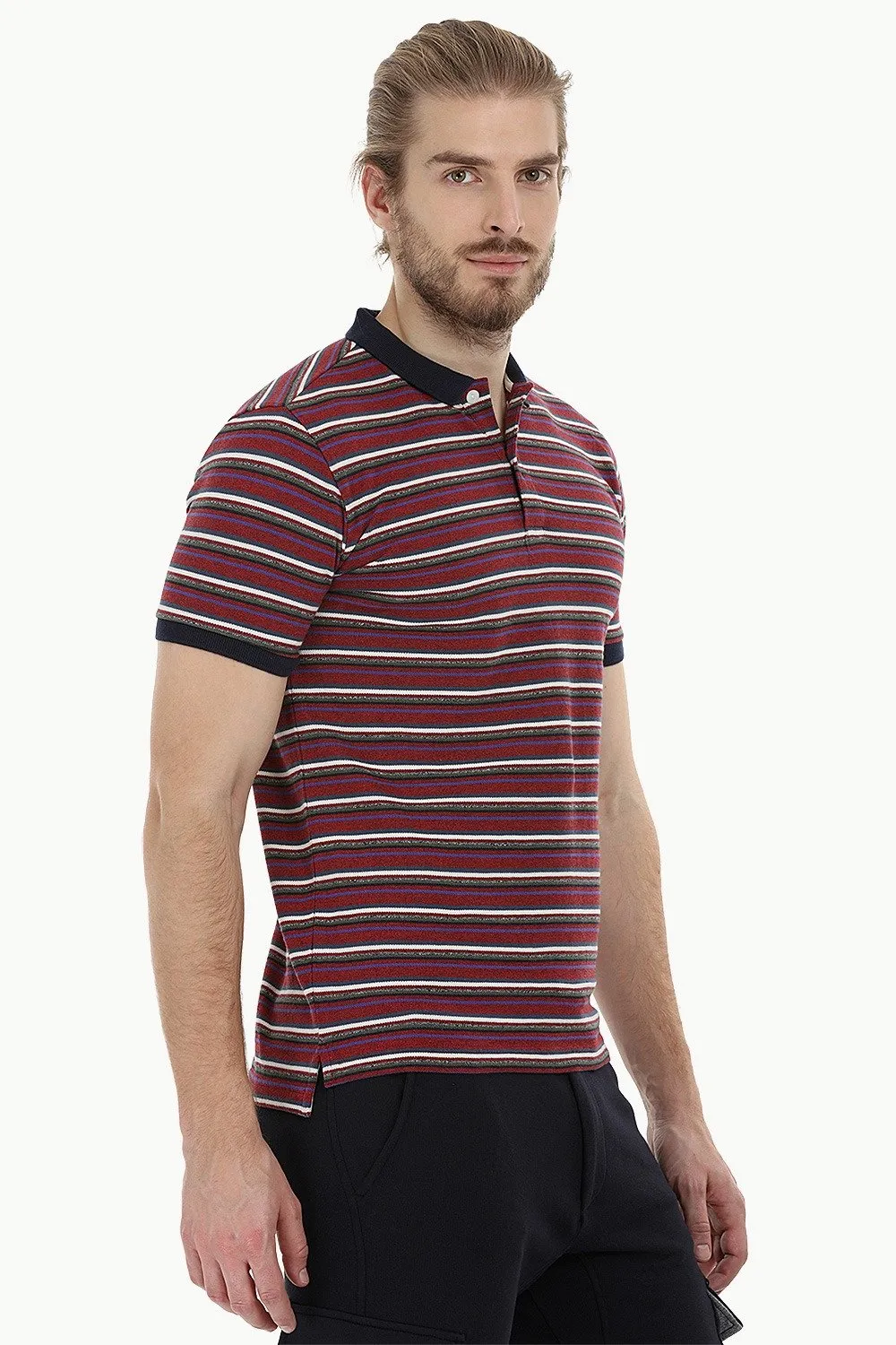 Striped Pique Polo T-Shirt