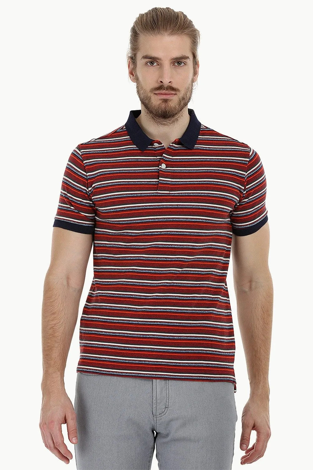 Striped Pique Polo T-Shirt