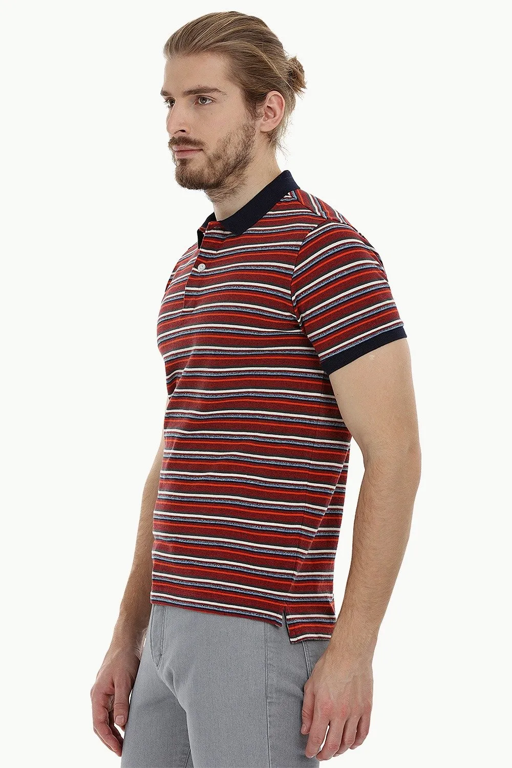 Striped Pique Polo T-Shirt
