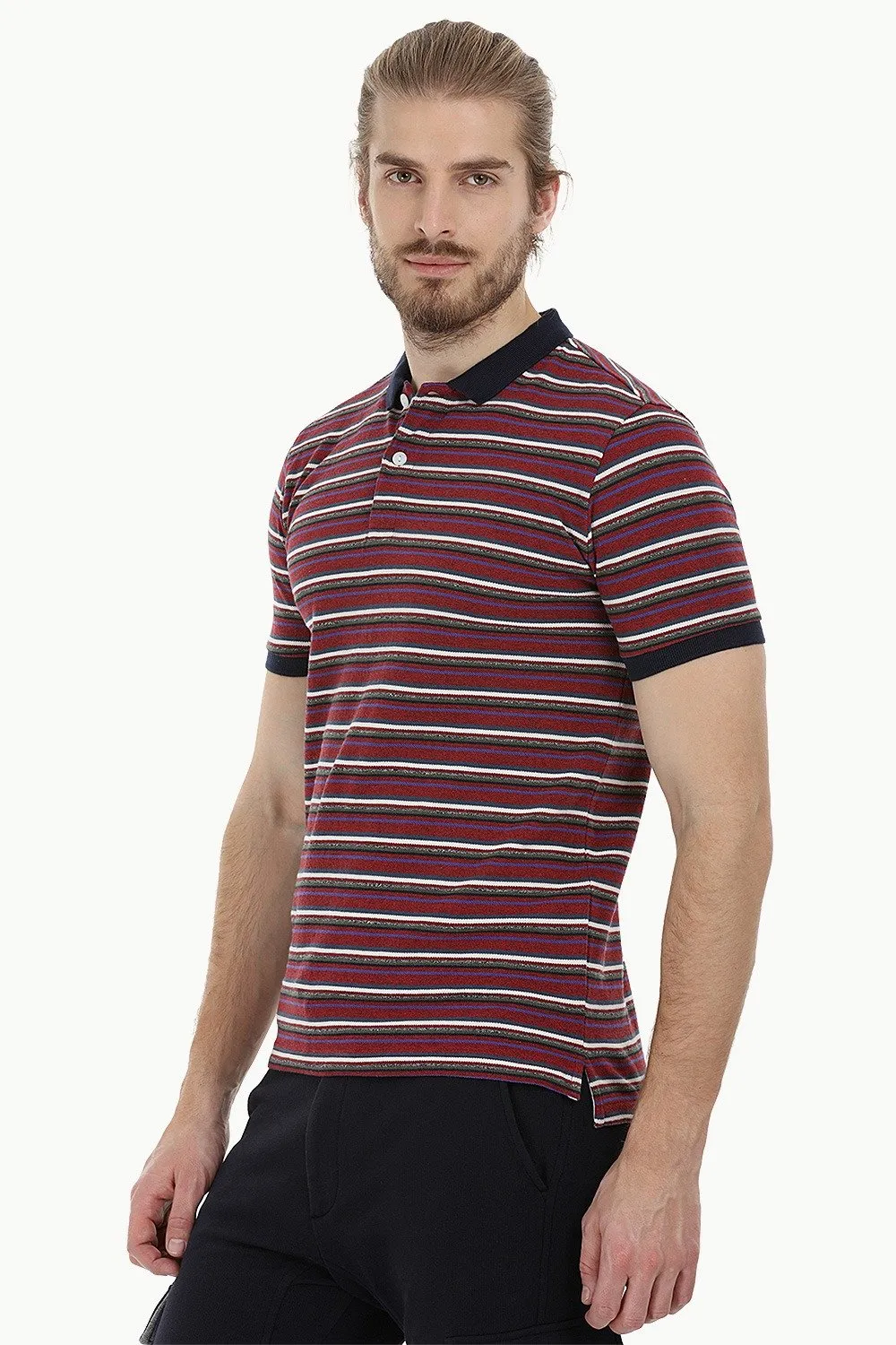 Striped Pique Polo T-Shirt