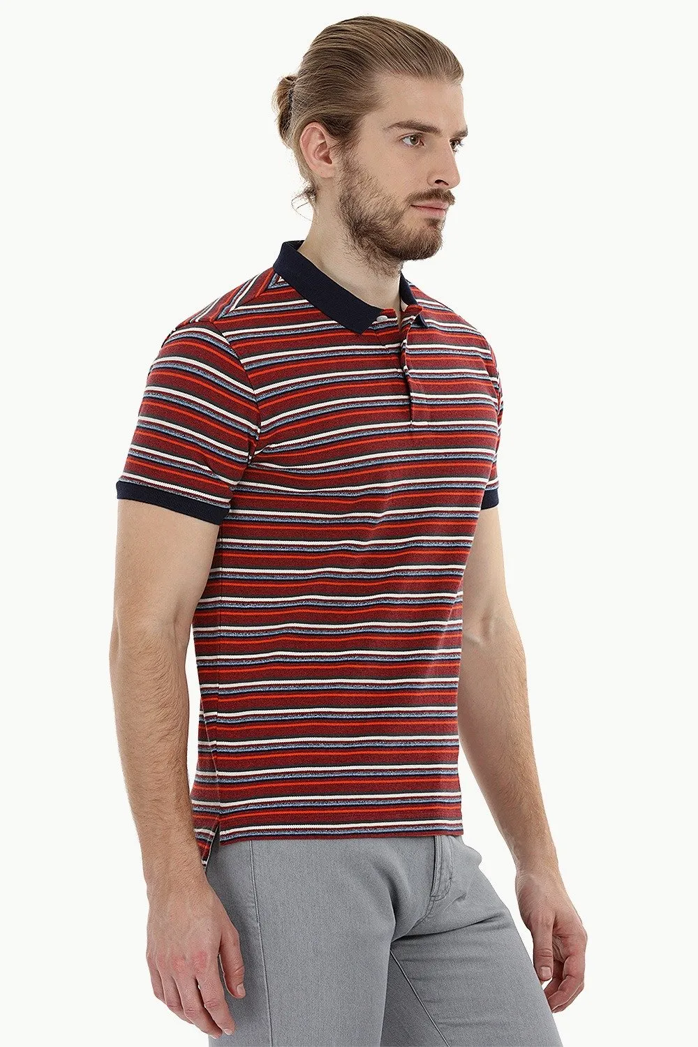 Striped Pique Polo T-Shirt