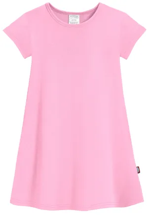 Super-Soft Organic Cotton Cap Sleeve Dress| Bright Light Pink