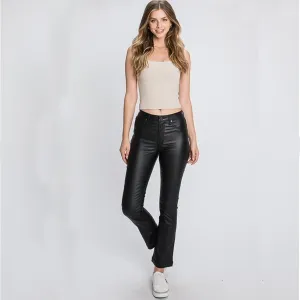 Sydney Stretch Black PU Cropped Pants