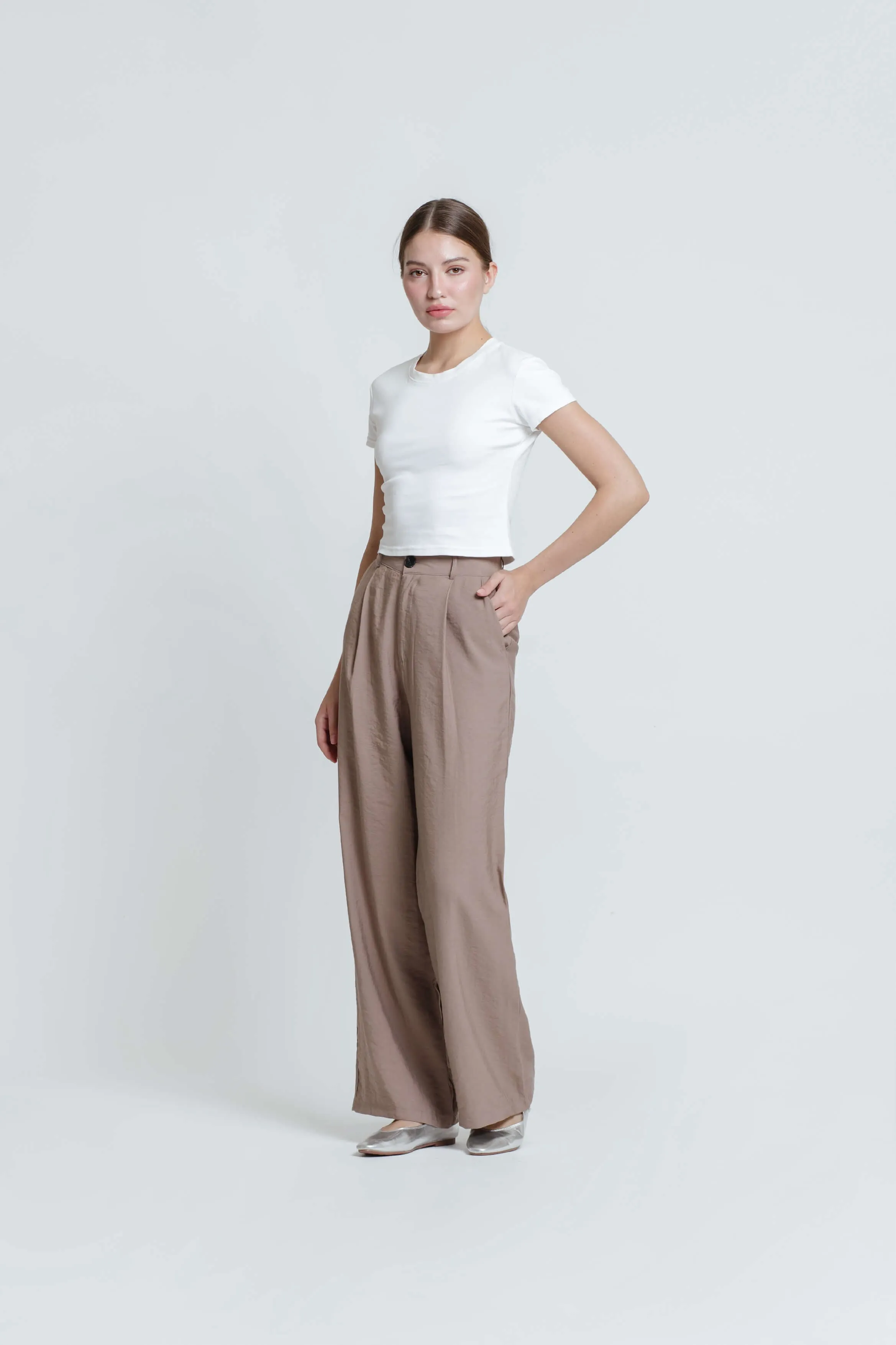 Taupe Fleur Loose Pants