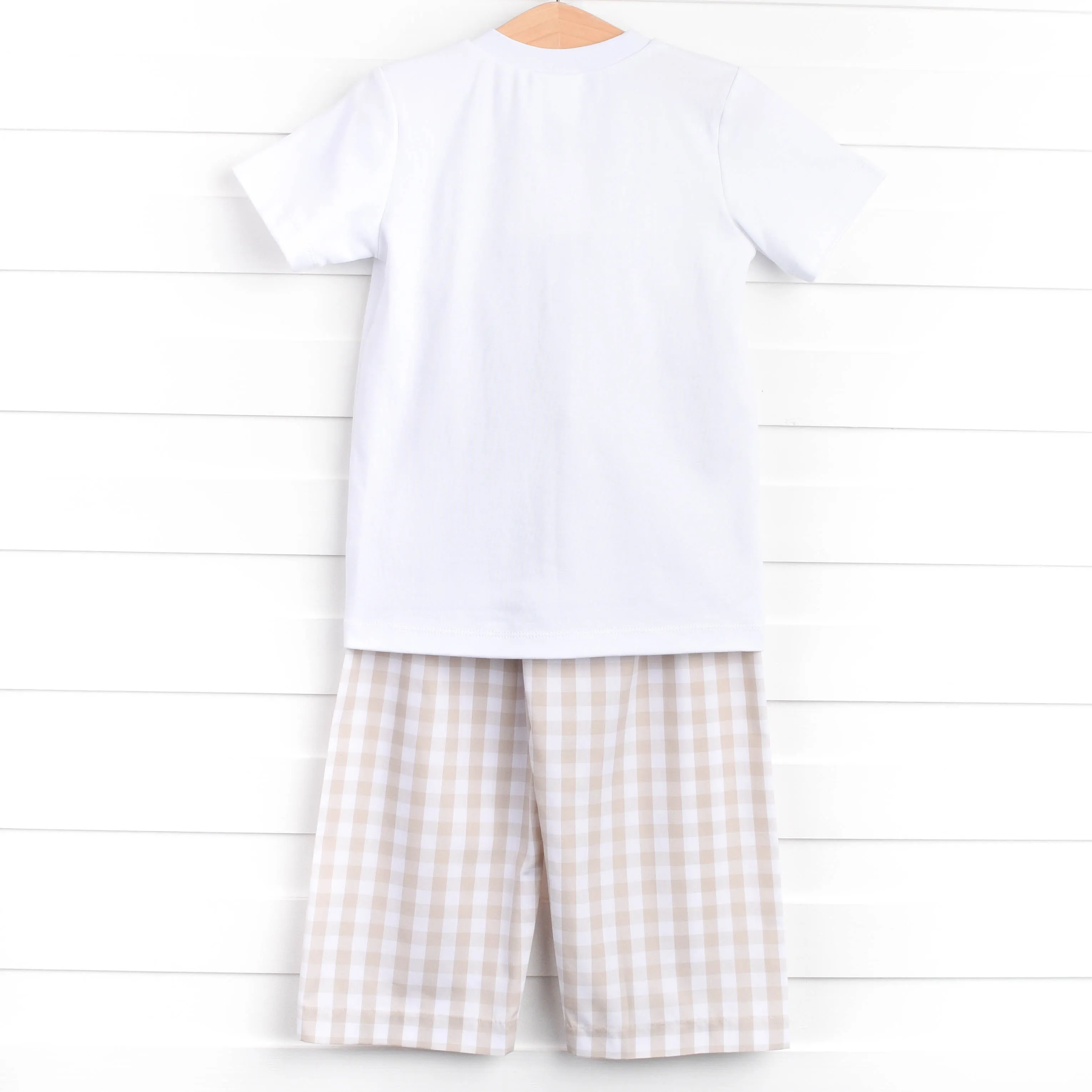 Thanksgiving Tradition Smocked Pant Set, Tan