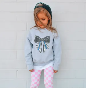 Thin Blue Line Coquette Bow © Youth Sweatshirt // FINAL SALE