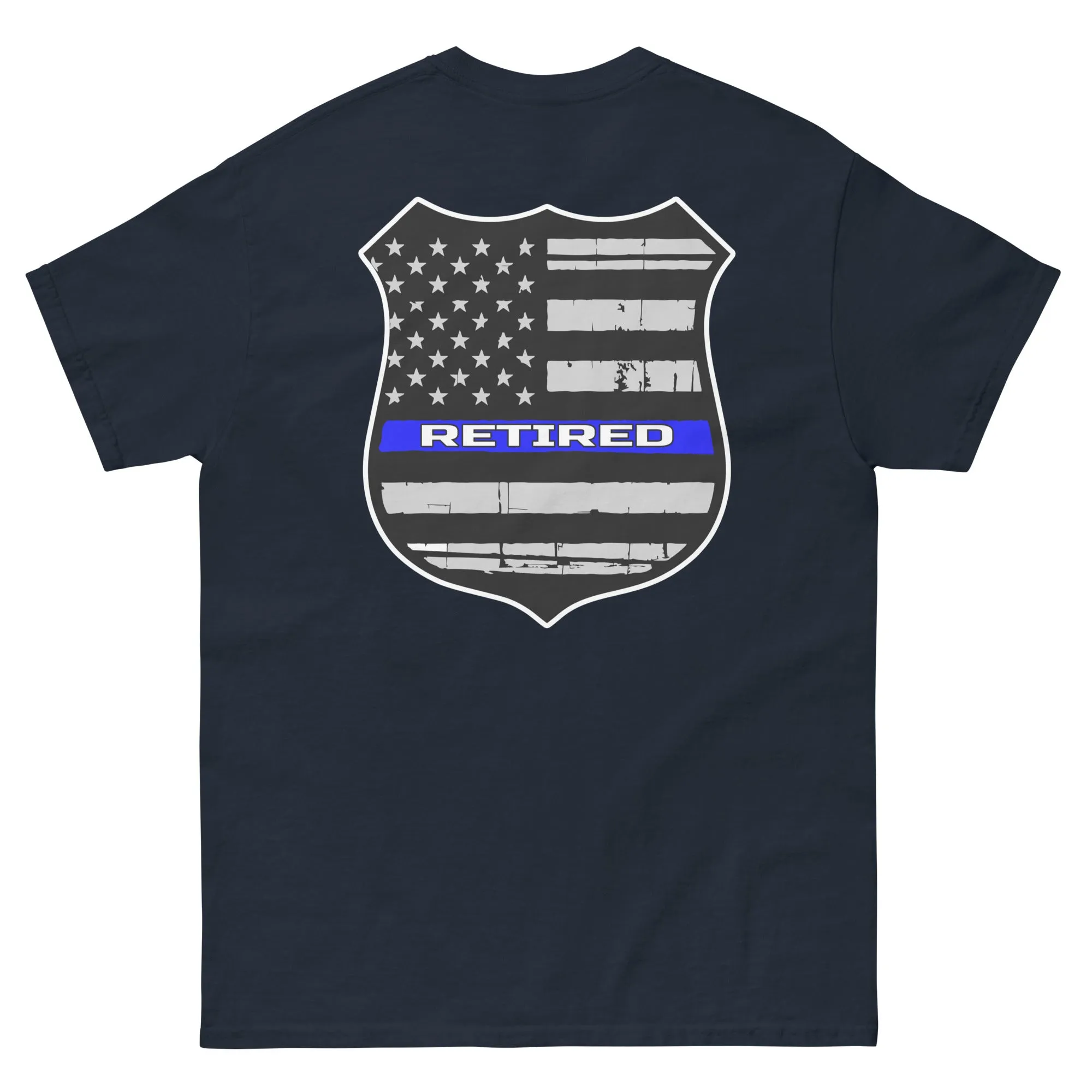 Thin Blue Line Police Badge Retired T-Shirt