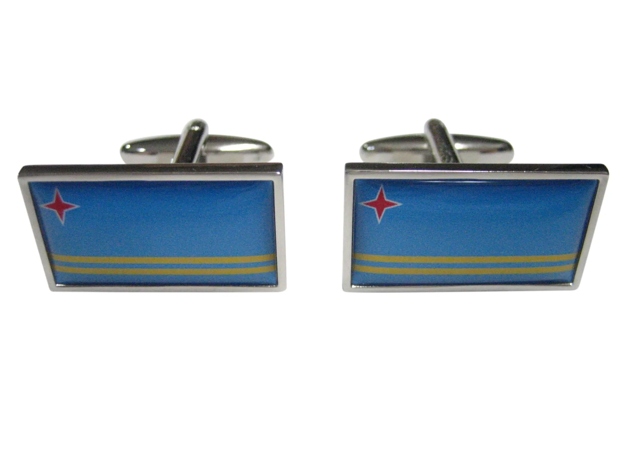 Thin Bordered Aruba Flag Cufflinks