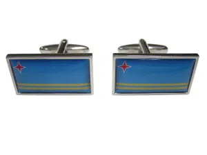 Thin Bordered Aruba Flag Cufflinks