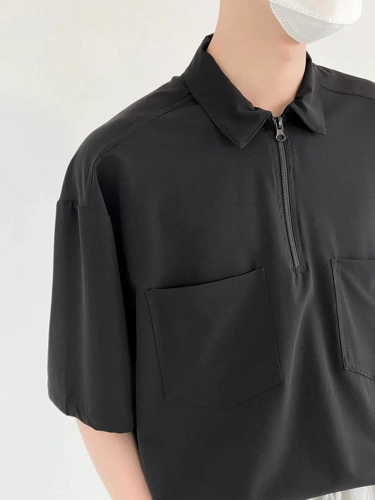Thin Lapel Zipper Polo Shirt