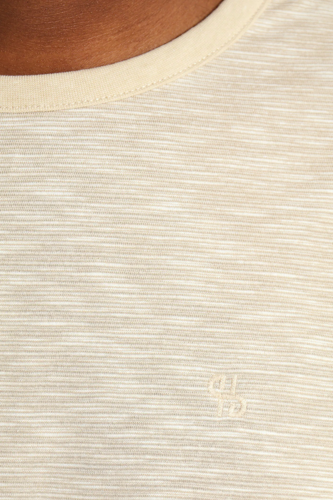 Thin Self Injection Slub Stripe Tee - Taupe