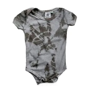 Tie Dye Hemp Baby Short SS Onesie, Grey
