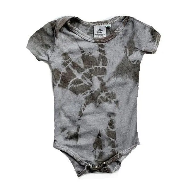 Tie Dye Hemp Baby Short SS Onesie, Grey