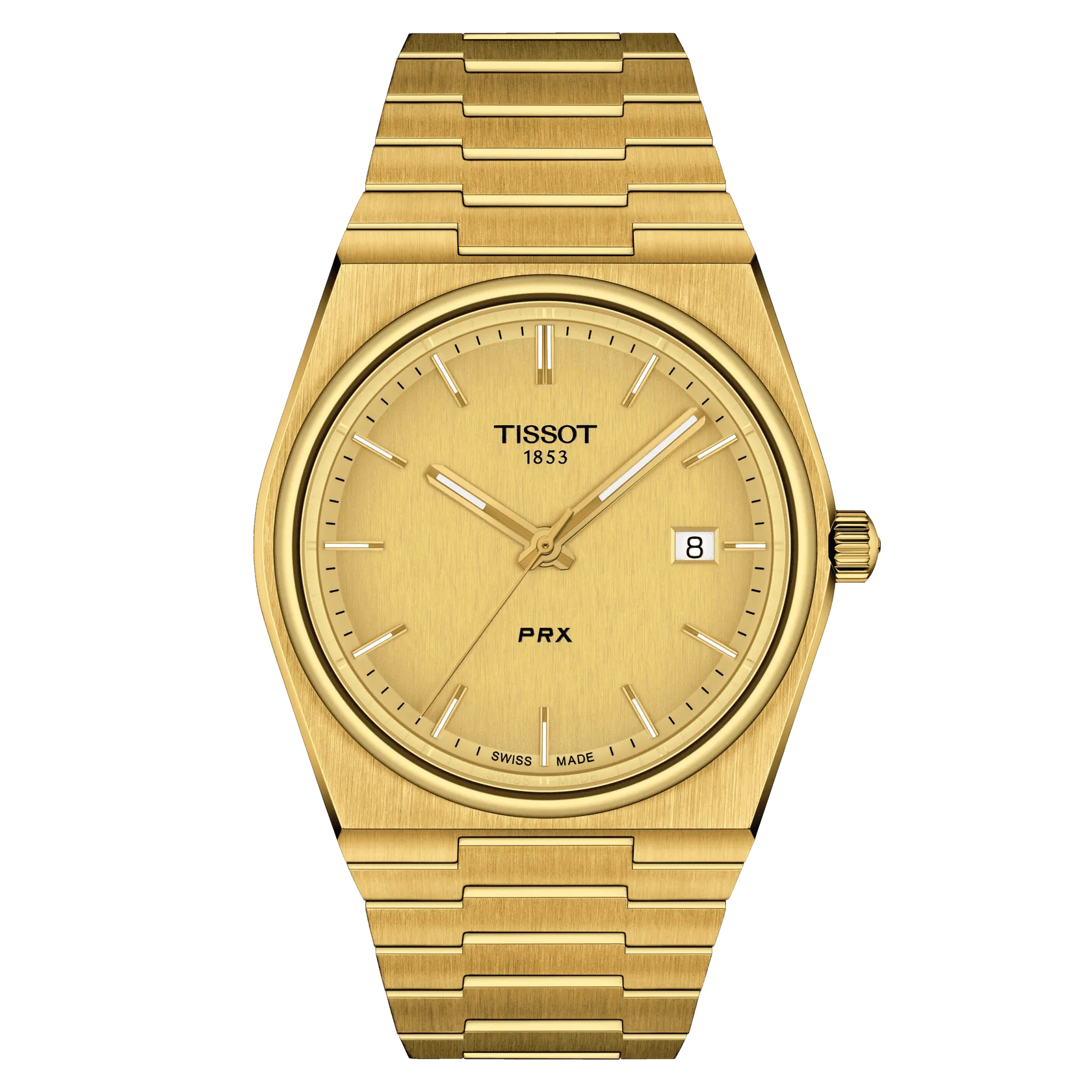 Tissot Clock PRX 39.5mm Champagne Quartz Steel Finish Pvd Gold Gold T137.410.33.021.00