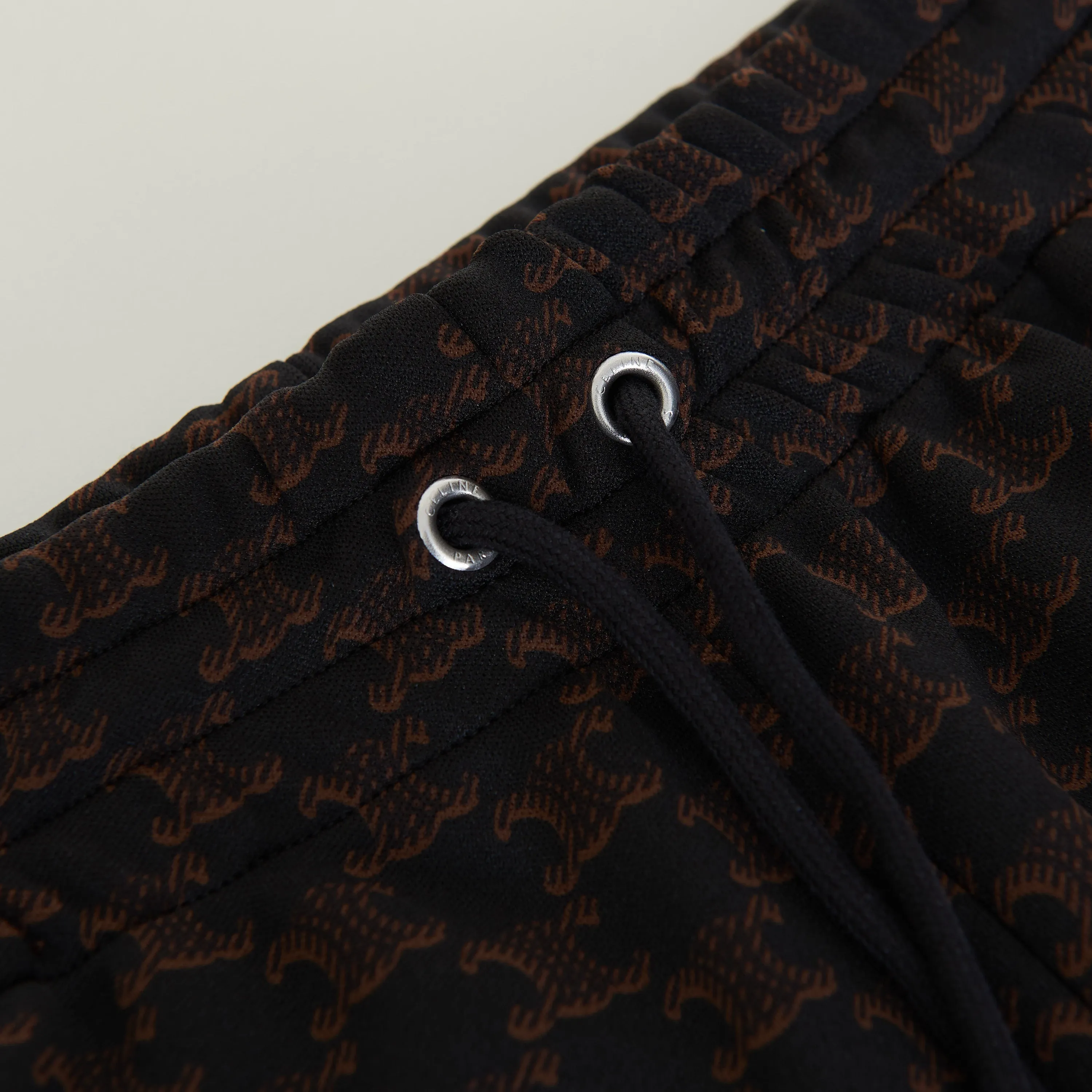 Triomphe Monogram Print Track Pants In Black & Brown Double Face Jersey
